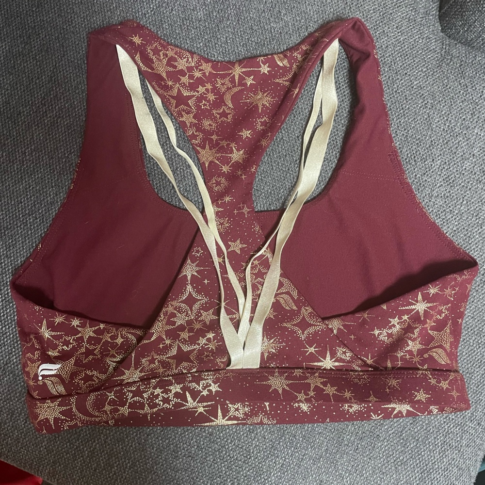 Deep Red and Gold sports bra - Picture 2 of 4